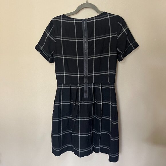 Madewell Women’s Twirl Dress Black Plaid Wool w/ Pockets | Size 2 | Retail $168 - Picture 4 of 7